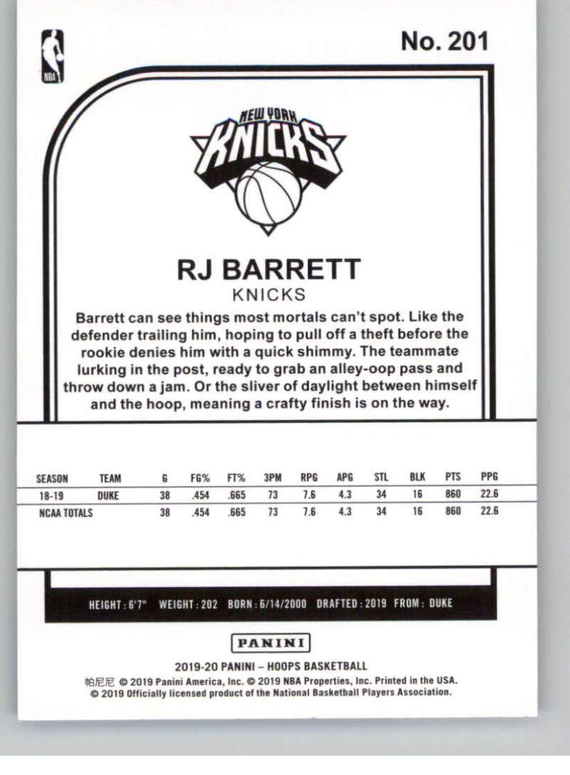 Amazon.com: 2019-20 NBA Hoops Basketball #201 RJ (R.J.) Barrett